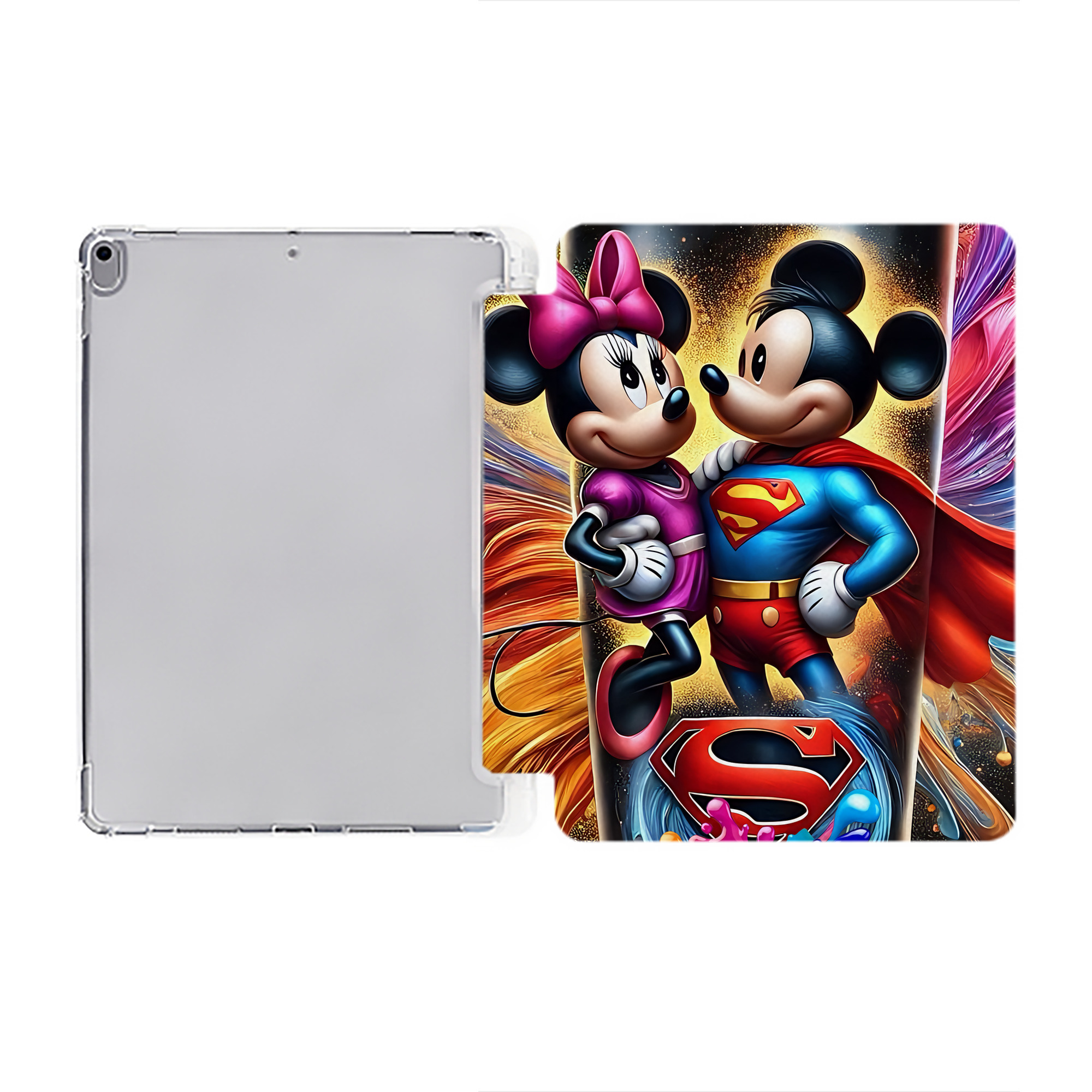 （画像用） ミッキーマウス Mickey Mouse IPad ケース ペン収納付き 三つ折りスタンド PUレザー×シリコン 対応機種9.5/10.5/10.9インチ